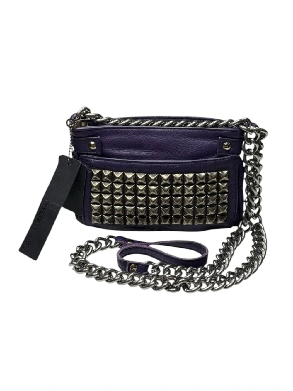 Y2K: new Tylie Malibu 𖢻 Runaway Rockstud Simone Cross Body Bag 𖢻 Purple Leather